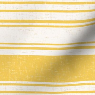 Linen Textured Yellow and Ecru Stripes