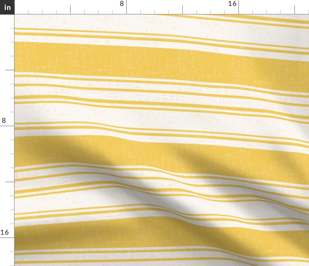 Linen Textured Yellow and Ecru Stripes