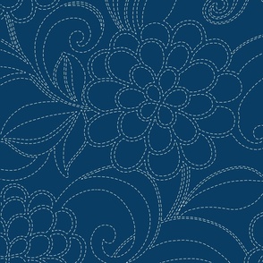 SASHIKO FLOWER BLUE