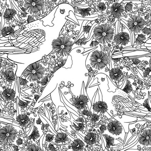 Hand-drawn Magpie And Eucalyptus Gum Blossoms