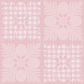 ulu light blush palaka quilt and plain on blush 20x20