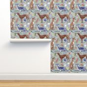 Greyhound Australiana fabric mint