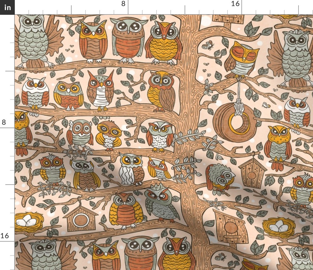 Cute Owlets, Owl Cartoon Design / Neutral Version / Medium Scale