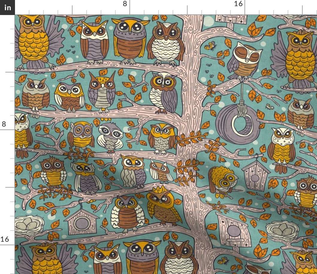Cute Owlets, Owl Cartoon Design / Modern Mid Century Version / Medium Scale