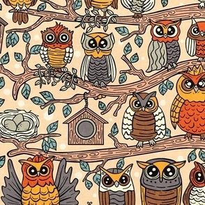 Cute Owlets, Owl Cartoon Design / Pastel Version / Small Scale