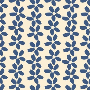 Big blue simple daisies on cream creamy background - wallpaper- homedecor