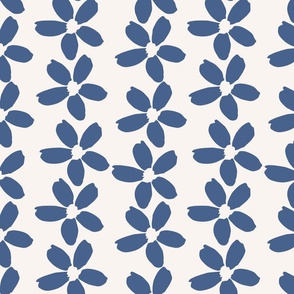 Big blue simple daisies on off white - wallpaper- homedecor