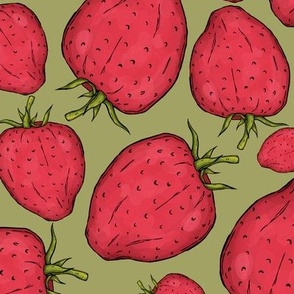 12x12 Hot Pink Strawberry Fruits Tossed Pattern