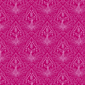 Mermaid Splash – MEDIUM - Mono Pink Damask Diving Tails 