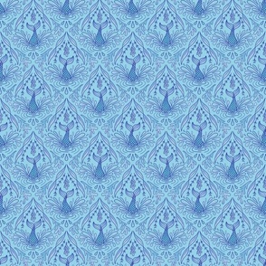 Mermaid Splash – MEDIUM – Blue Watercolour Damask Diving Tails 