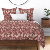 Paisley boho chic wine red and pink - large scale