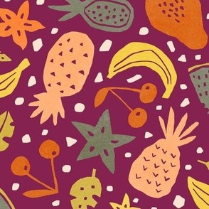 Paper cut-outs Tropical Fruits on Berry