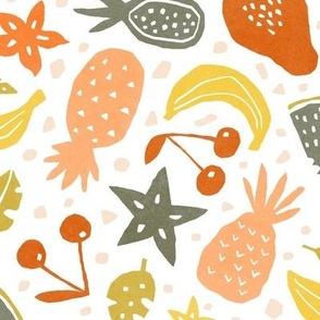 Paper cut-outs Tropical Fruits on White - 100% Human-made