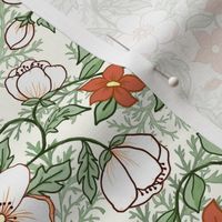 Medium Romantic Orange Appleblossoms and Terracotta Flowers on Natural and Ferns