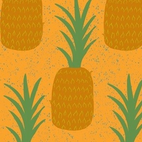 Hand drawn Pineapples on yellow