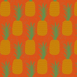 Hand drawn Pineapples on orange