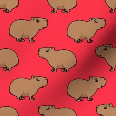 Capybara - cute greater capybara - red - LAD23