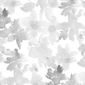 Platinum grey Bellagio florals - watercolor gray loose flower bloom - tie die nature - painted artistic floral for modern home decor wallpaper nursery b161-11