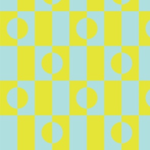 Optical Illusion Geometrics - Lime and Blue