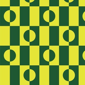 Optical Illusion Geometrics - Lime and Dark Green