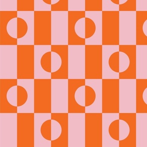 Optical Illusion Geometrics - Orange and Pink