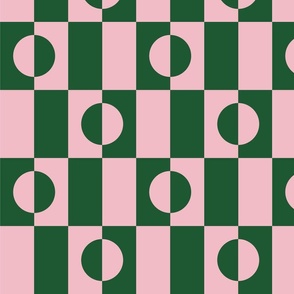 Optical Illusion Geometrics - Pink and Dark Green