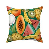 Juicy Geometric Tropical Fruits - on green 