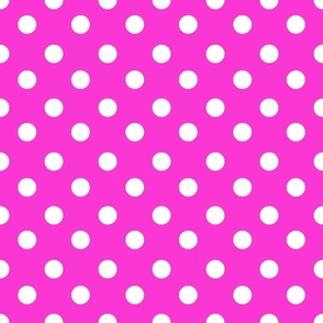 White Polka Dots on Hot Pink Background 6x6