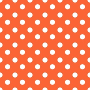 White Polka Dots on Coral Background 6x6