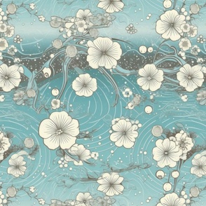 Japanese medieval engraving style hanami bloom-3