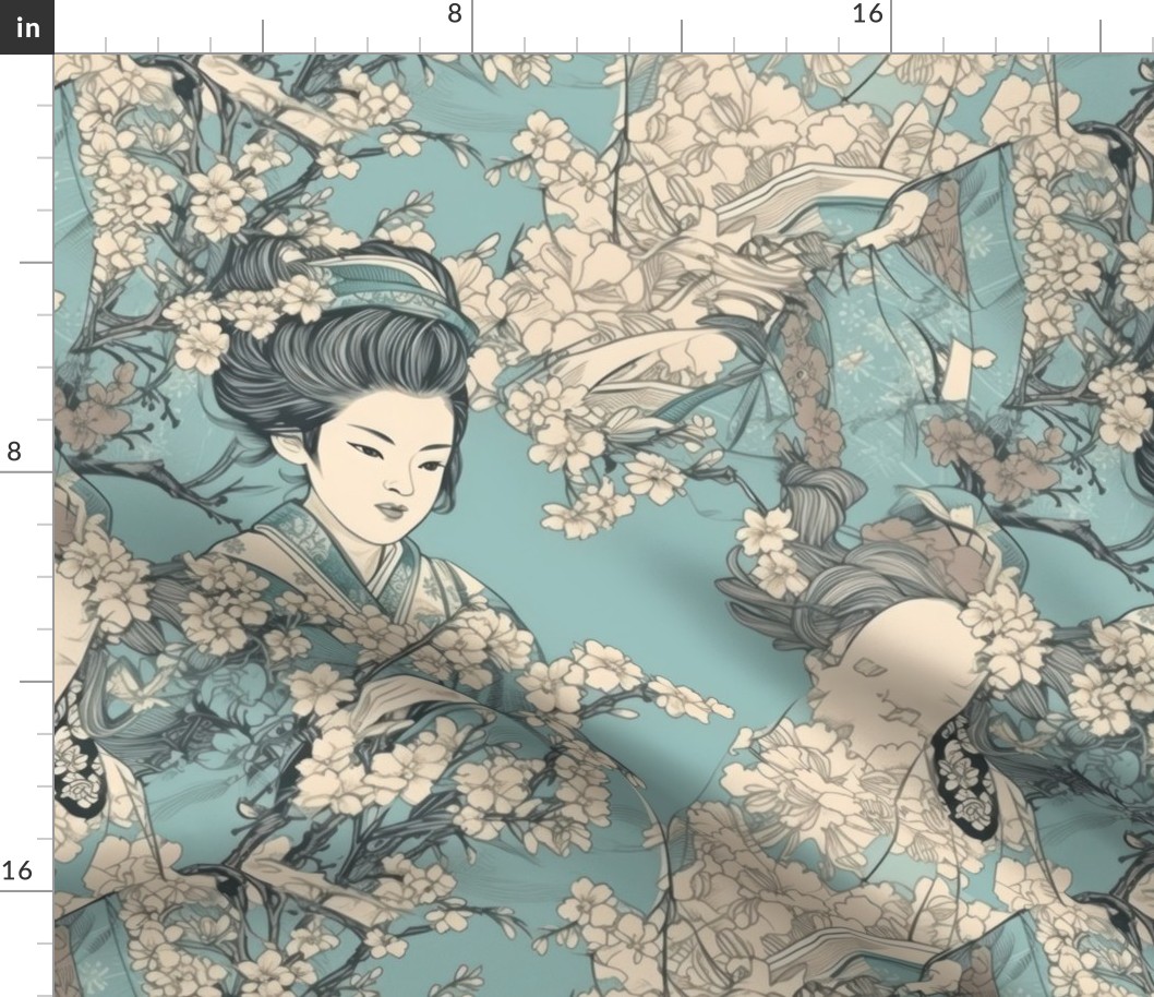 Japanese medieval engraving style hanami bloom-11