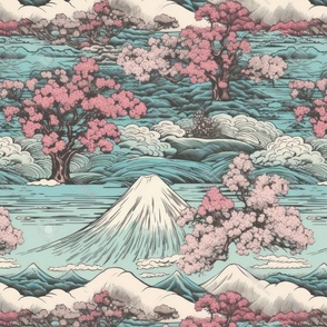 Japanese medieval engraving style hanami bloom-13