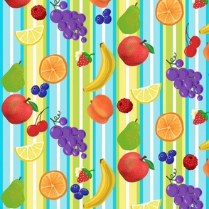 Fruity Stripes (large) - yummy fruits and stripes