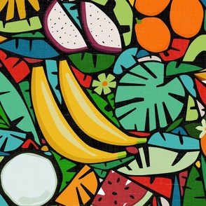 Tropical Fruits - Fresh, Summery Plants; Tiki Vibes / Large