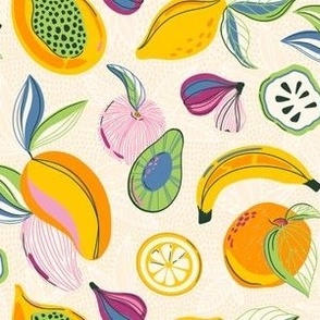 Tropical Fruit Salad - Medium Scale (6x6 repeat)