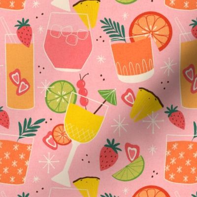 Retro Tropical Fruit Cocktails | MED Scale | Pink, Yellow, Orange
