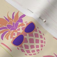Funny Pineapples with glasses on neutral  - small scale