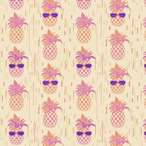 Funny Pineapples with glasses on neutral  - small scale