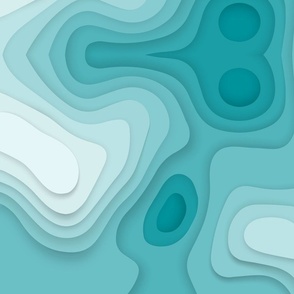 Mapping Contours, Ocean Depth Map, Map, Topographic, Lines, Light Teal