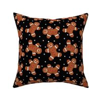 gingerbread man , Christmas fabric,christmas cookies black large scale