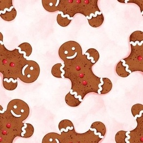 gingerbread man , Christmas fabric,christmas cookies textured white large scale