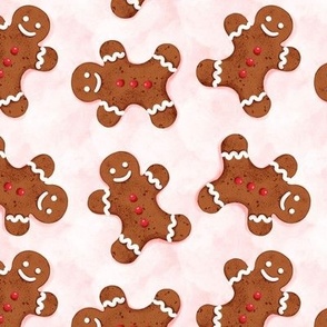 gingerbread man , Christmas fabric,christmas cookies textured white medium scale