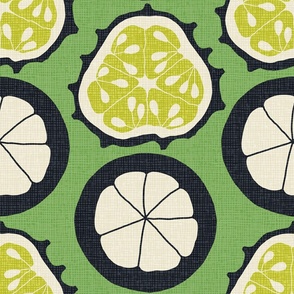kiwano & mangosteen - tropical fruit pattern