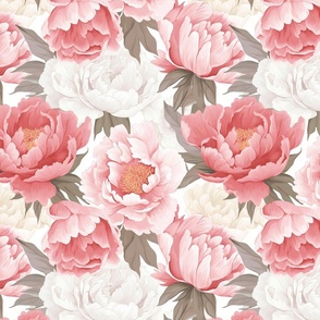 Large Scale Pink and white Peony