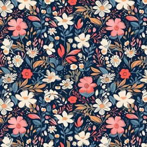Pink, Blue, and White Floral Pattern