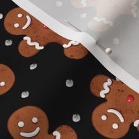 gingerbread man , Christmas fabric,christmas cookies black medium scale