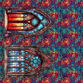Stained Glass Archway Windows Border Print