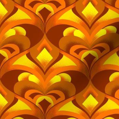Retro Geometric Ogee in Mustard Yellow Orange & Brick Red // 6 Inch Motif Large Scale