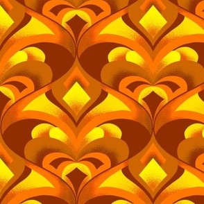 Retro Geometric Ogee in Mustard Yellow Orange & Brick Red // 6 Inch Motif
