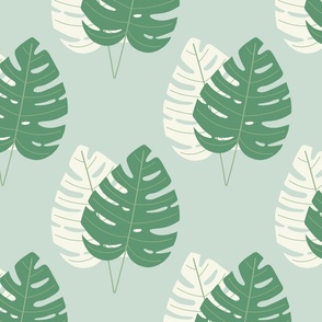 Green and White Palm Leaves /  Large